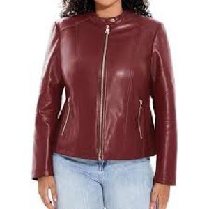 A.N.A Faux Leather Burgundy Red Jacket Coat Woman’s Size Large